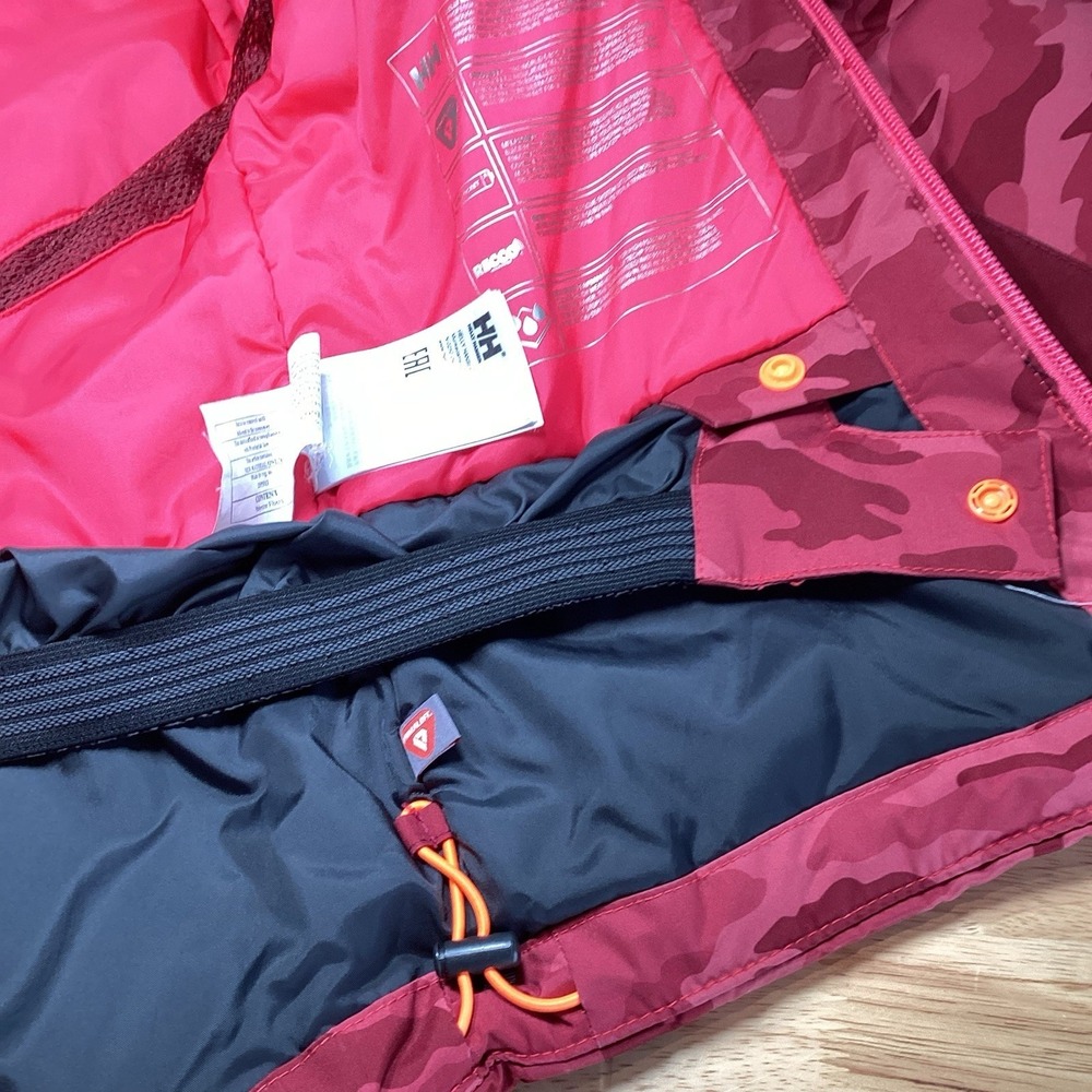 Kids Helly Hansen Jr Skyhigh Insulated Ski/snowboard Jacket Red Camo 8/128 - Picture 12 of 13